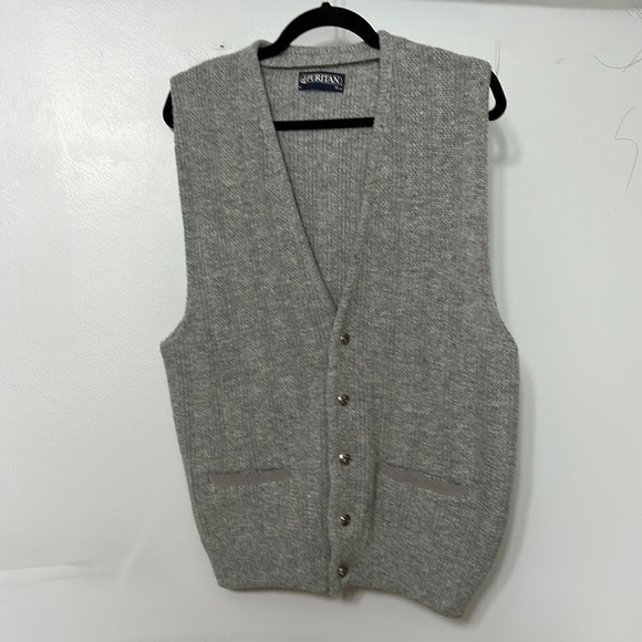Vintage Gray Wool Grandpa Sweater Vest Size XL - Picture 1 of 3
